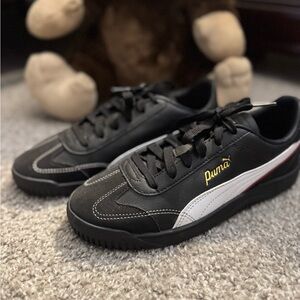 Puma Black and White Sneakers with Gold Logo
